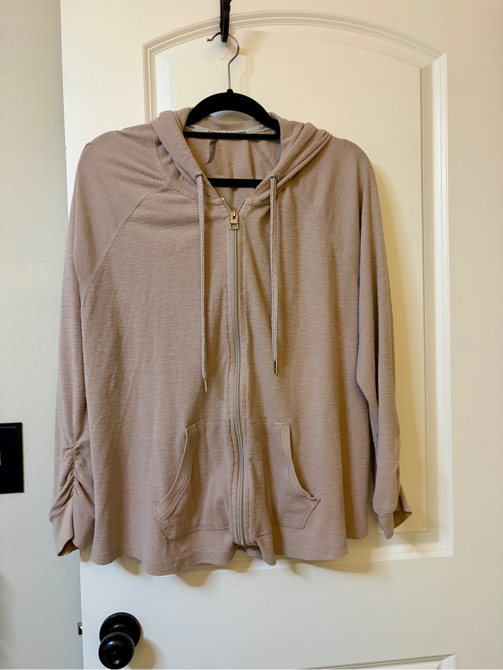 Women's Calvin Klein Performance Beige Lightweight Hoodie Full Zip